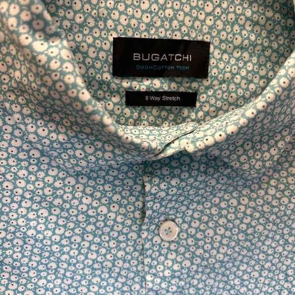 Bugatchi Ooh Cotton Button Down Tee- Mint Floral - Picture 2 of 5